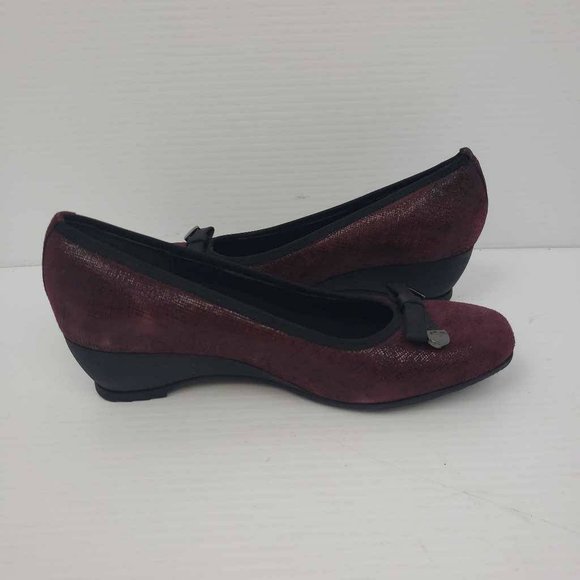 Munro American Womens Randa Heels Deep Wine Leather Textured Slip On Low 6 M New - Picture 6 of 16